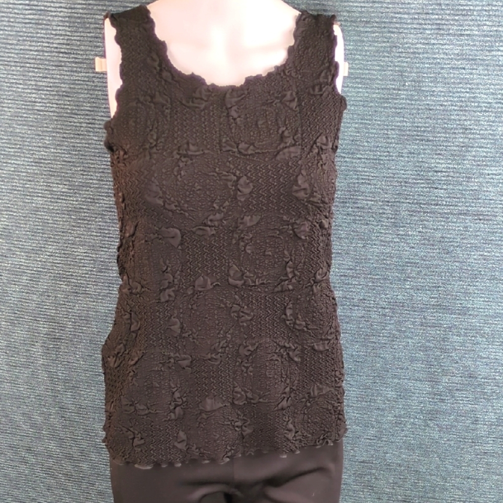 Haystacks Charming Lycra Tank Top Bubble Texture Black NWT